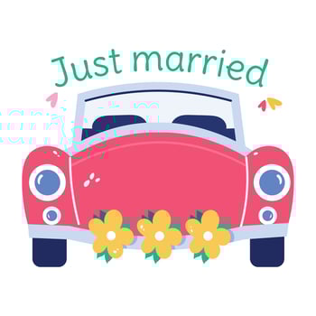 Trendy Wedding Car vector