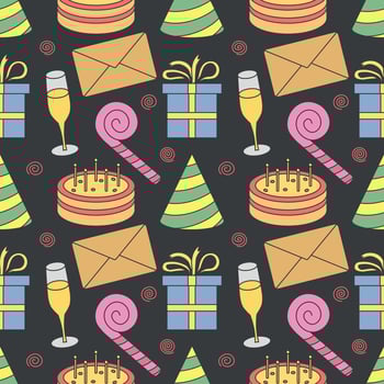 Happy birthday pattern. Seamless birthday background vector