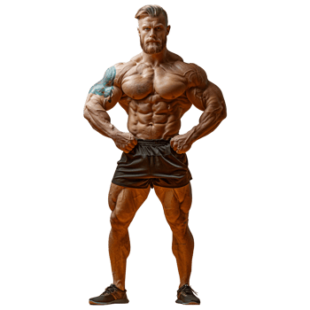 Body builder man on transparent background png