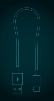 USB Type-A to USB Type-C Cable vector
