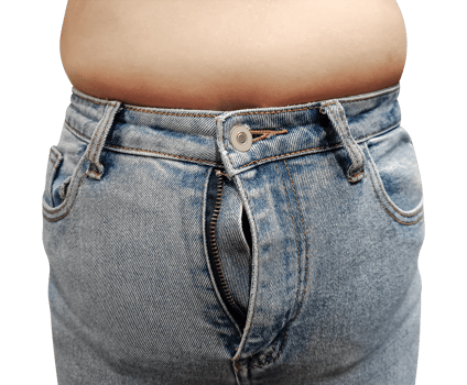 Fat woman wearing the wrong size jeans png