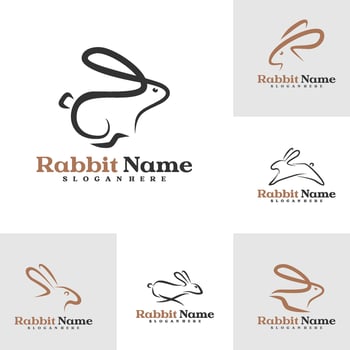 Set of Rabbit logo template, Creative Rabbit head logo design concepts vector