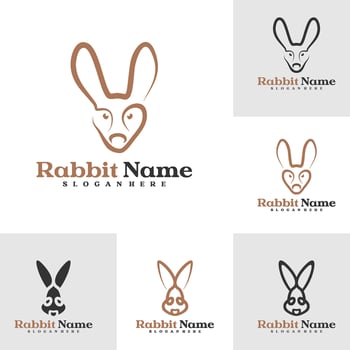 Set of Rabbit logo template, Creative Rabbit head logo design concepts vector