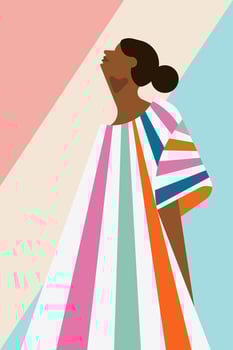 Contemporary Striped Women Art Illustration Background vector