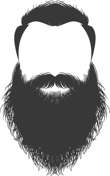 Silhouette beard hair mustache man only black color only vector