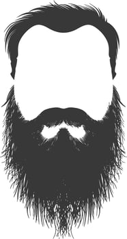 Silhouette beard hair mustache man only black color only vector