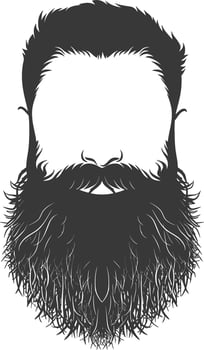 Silhouette beard hair mustache man only black color only vector