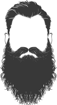 Silhouette beard hair mustache man only black color only vector