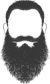 Silhouette beard hair mustache man only black color only vector