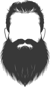 Silhouette beard hair mustache man only black color only vector