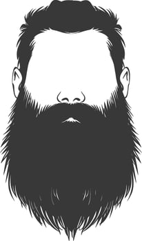 Silhouette beard hair mustache man only black color only vector