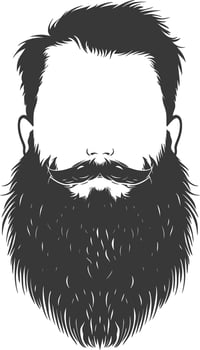 Silhouette beard hair mustache man only black color only vector