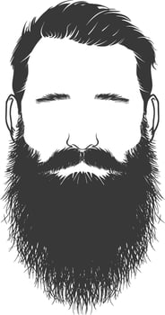 Silhouette beard hair mustache man only black color only vector