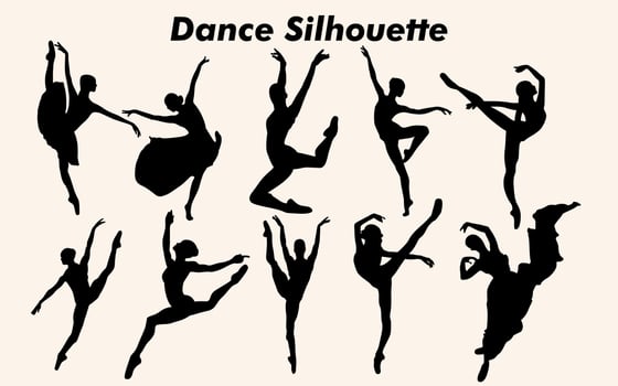 Collection of Man and Woman Modern dance silhouettes in different poses vector