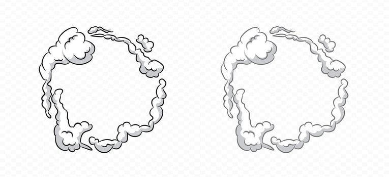Smoke cartoon picture frame . Comic smoke dust border vector