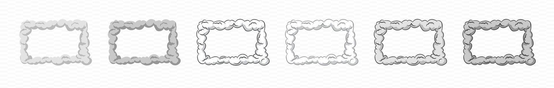 Smoke cartoon picture frame . Comic smoke dust border vector