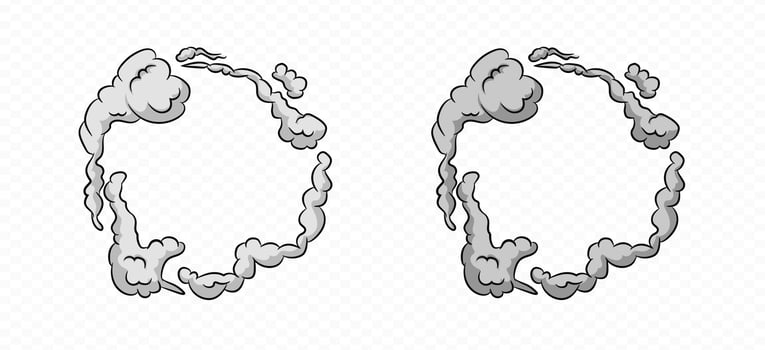 Smoke cartoon picture frame . Comic smoke dust border vector