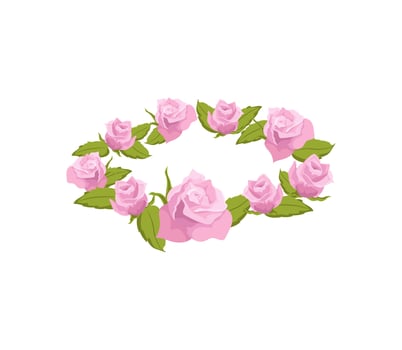 Wreath of pink flowers template vector