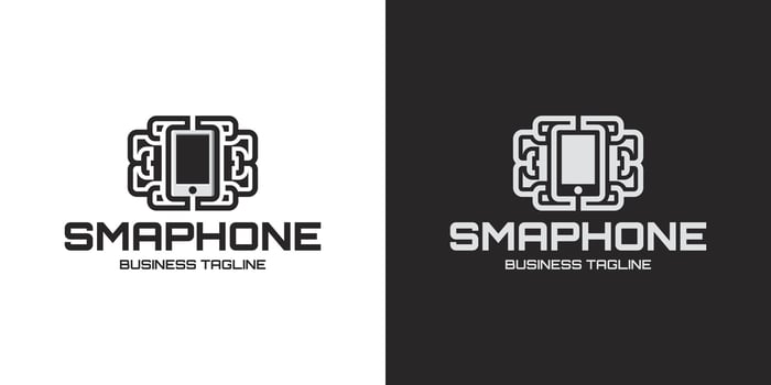 brain chip smartphone logo design vector