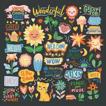 A collection of hand drawn doodle elements. Sketchy style of creative elements for a notebook. vector