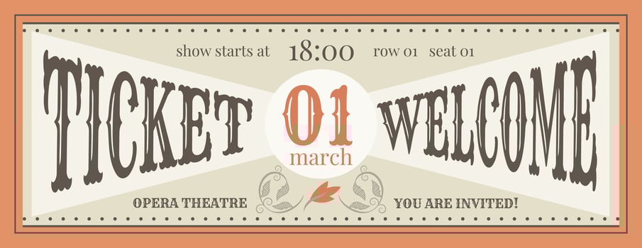 Ticket template in vintage style. Retro elements and faded colors. vector