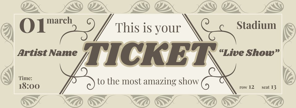 Ticket template in vintage style. Retro elements and faded colors. vector