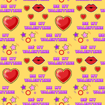 seamess pattern with hearts and kisses in retro pixel art style. Celebration of Valentine's day in the style of games of 90s. Perfect for wrapping paper or textile. vector
