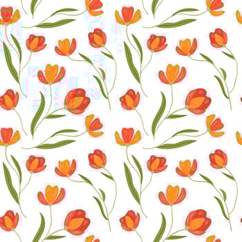Seamless pattern with spring flowers. Colorful floral illustration on white background. vector