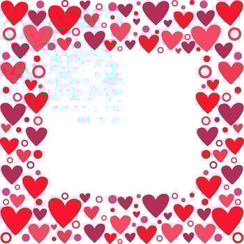 Rectangular frame with hearts. Red and pink confetti in the shape of hearts forming a rectangular frame. It is used as a design element for Valentine's Day. Stock illustration. illustration vector