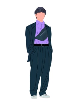 Street fashion man. Young guy standing vector