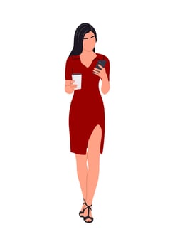Young Business woman illustration on white. vector