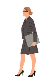 Business woman character in skirt side view vector