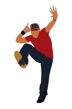Man dancing street dance in urban hip hop style. vector