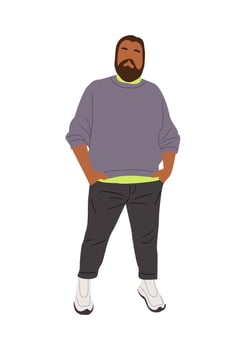 Stylish man wearing street fashion outfit . vector