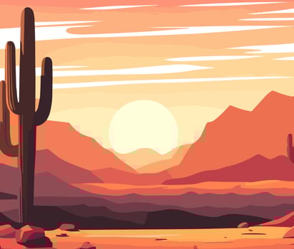 Wild West Desert landscape art background. vector