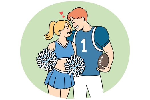 Smiling teen couple in sport uniform vector
