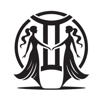 Silhouette of Two Females, Gemini, Zodiac Signs vector
