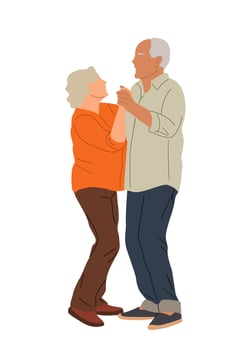 Senior couple dancing, elderly people in love. vector