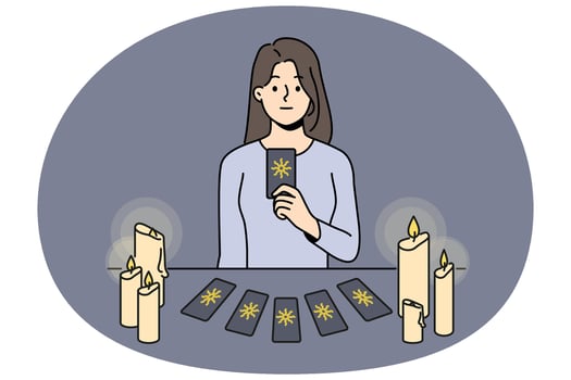 Soothsayer tell future with cards vector