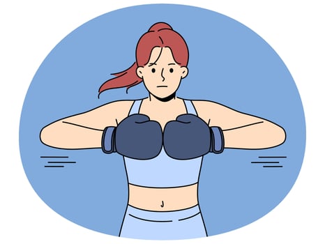 Strong woman in boxing gloves ready for fight vector