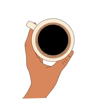 Hand holding cup with coffee, espresso, americano. vector
