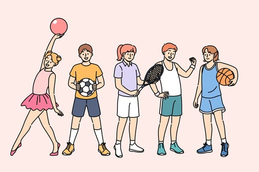 Children engage in various sports to stay healthy, becoming athletes competing in olympics vector