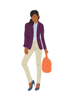 Black business woman illustration on white. vector