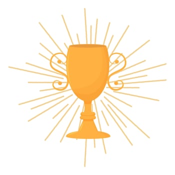 Gold cup, award for winner isolated on white background. Trophy, success symbol. Colorful reward. vector
