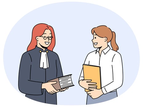 Female lawyer and paralegal in office vector
