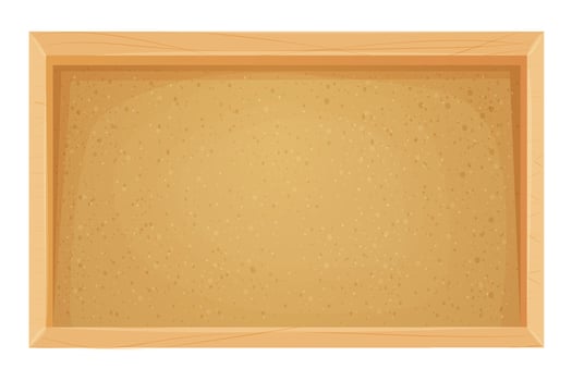 Cork board in wooden frame empty in cartoon style isolated on white background. Space for schedule, tasks and memeory pages. vector