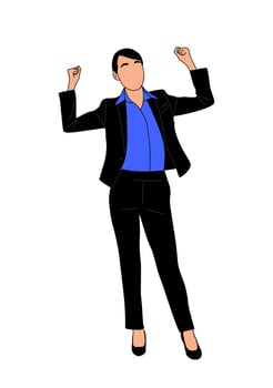 Business woman celebrating success with arms up. vector
