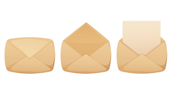 Set letter, envelope from craft paper, parchment Vintage, old correspondence. Textured and detailed clip art. vector