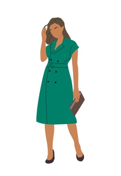 Stylish girl wearing smart casual office outfit. vector