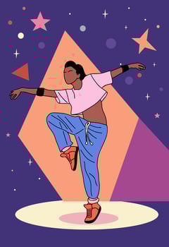 Dance poster with young girl dancer . vector